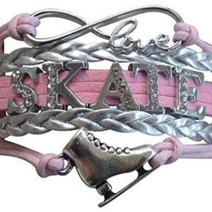 Girls Figure Skating Rhinestone Bracelet - Pink
